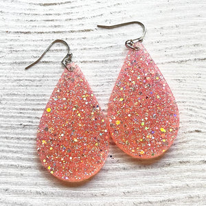 Randans Frameless Dangle Teardrops- pink, red