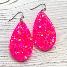 Load image into Gallery viewer, Randans Frameless Dangle Teardrops- pink, red
