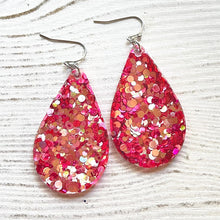 Load image into Gallery viewer, Randans Frameless Dangle Teardrops- pink, red
