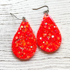 Randans Frameless Dangle Teardrops- pink, red