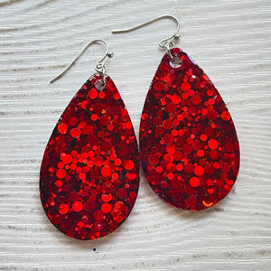 Randans Frameless Dangle Teardrops- pink, red