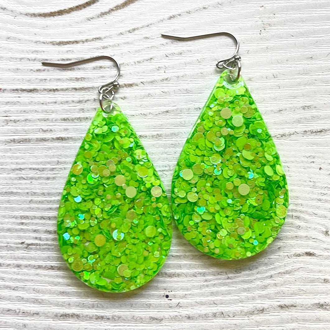 Randans Frameless Dangle Teardrops- green