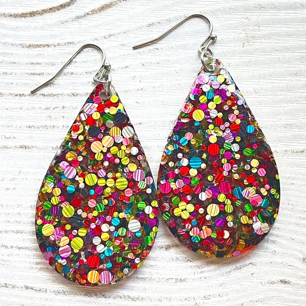 Randans Frameless Dangle Teardrops- dots and mixes