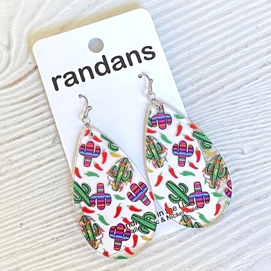 Christmas cactus teardrop dangle earrings