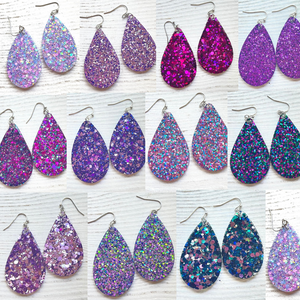 Randans Frameless Dangle Teardrops- purple